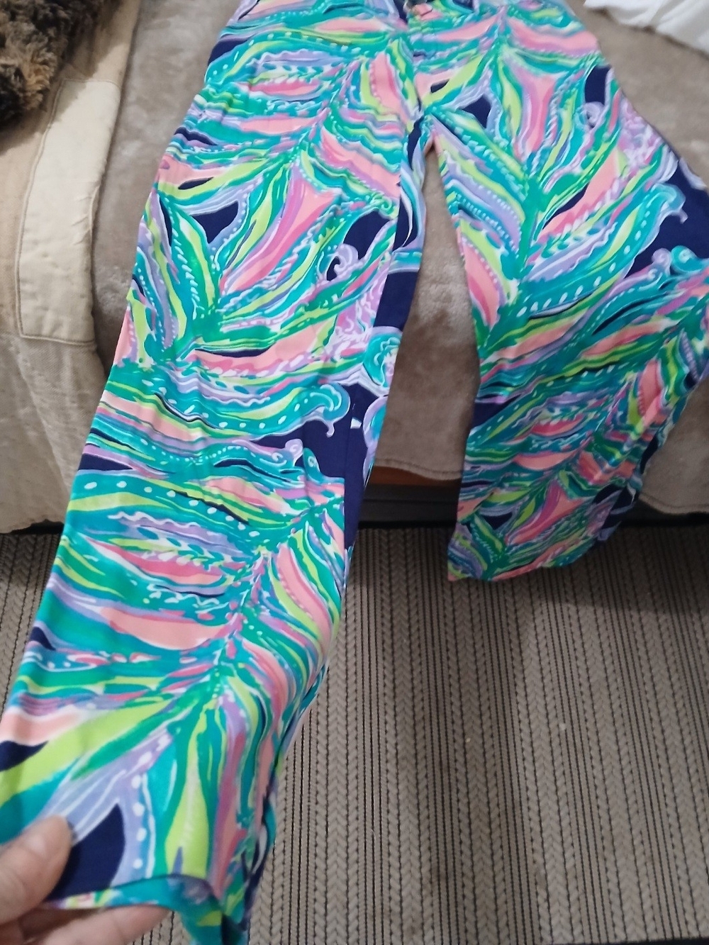 Lilly Pulitzer Multicolor Tropical Print Wide-Leg Cropped Pants